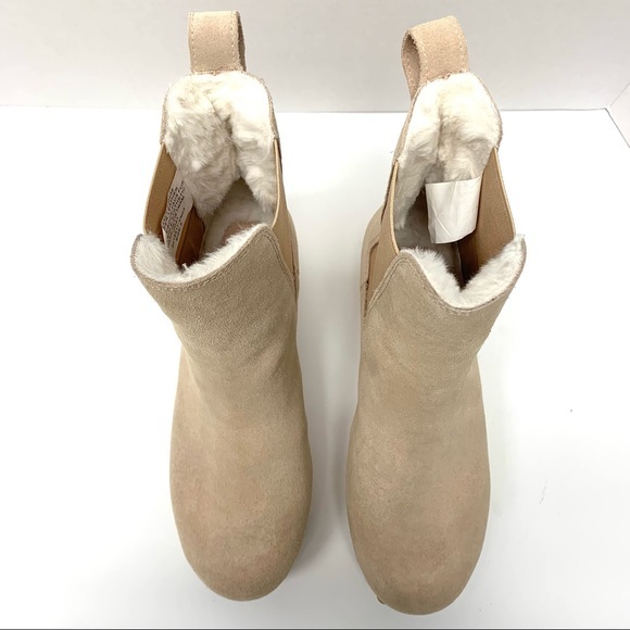 NWOT J. Crew Faux Fur‎ Lined Chelsea Clog Studded Boot Suede Bronzed Clay Size 5 - Picture 6 of 9